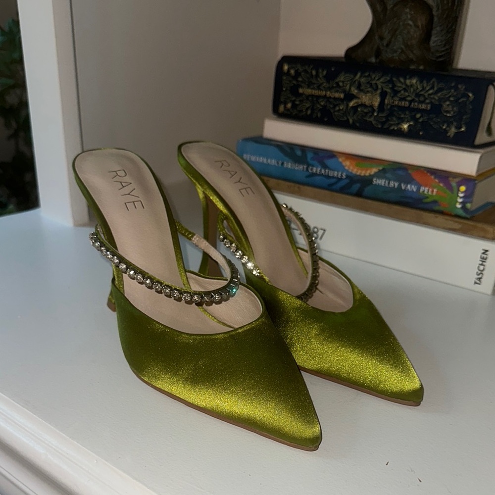 RAYE Green Stiletto Heels with Pointed Toe